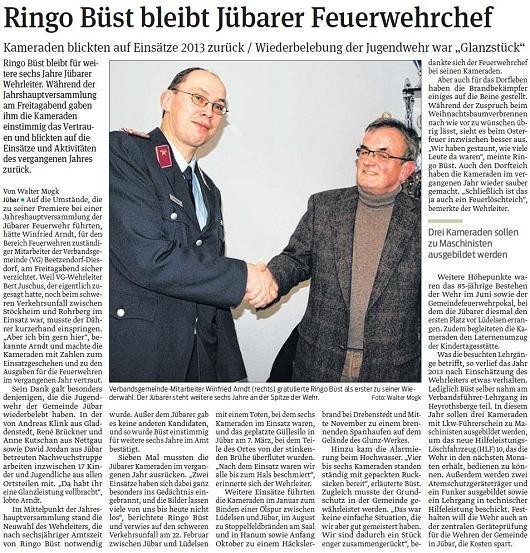 20140203 Volksstimme - Jübar - FFW Ringo Büst