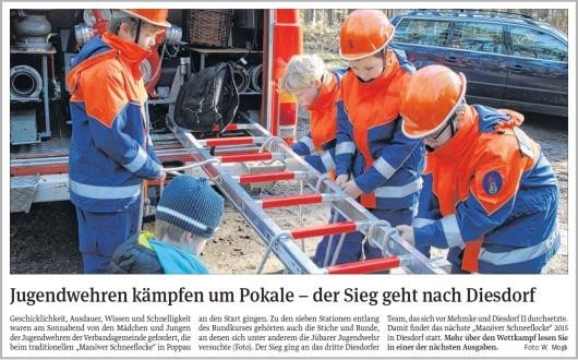20140224 Volksstimme - Gemeinde Jübar - Jugendwehr bei Manöver Schneeflocke k