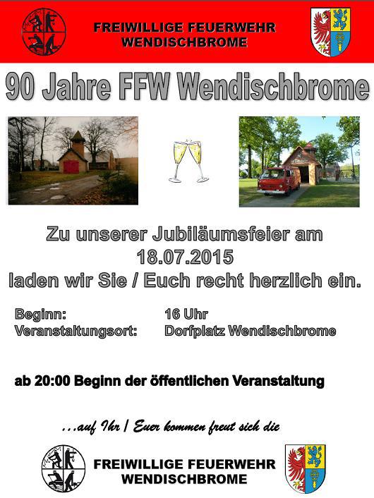 - Wendischbrome - FFW-WB - Einladung 90 Jahre Wehr
