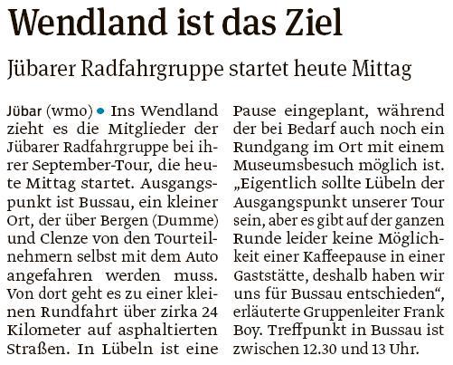 20150917 Volksstimme - Jübar - Radfahrgruppe
