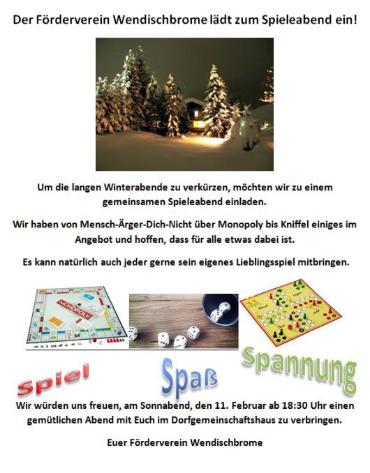 20170211 Förderverein Wendischbrome lädt zum Spieleabend