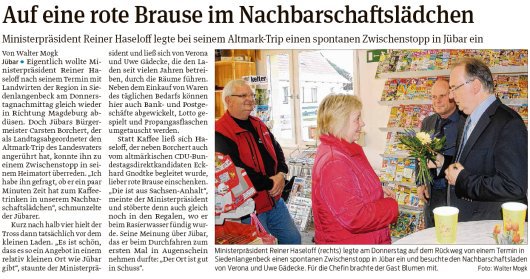 20170422 Volksstimme - Jübar - Ministerpräsident im Nachbarschaftsladen