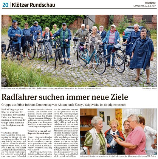 20170720 - Jübar - Radfahrgruppe im Kuseyer Ostalgiemuseum - Volksstimme