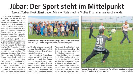 20170804 Altmark Zeitung - Jübar - Trainingslager mit Innenminister