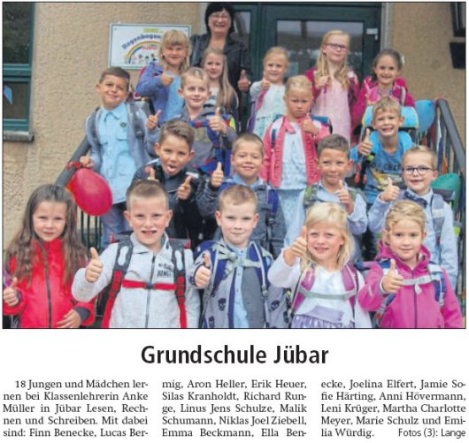 20170815 Altmark Zeitung - Jübar - Grundschule Einschulung