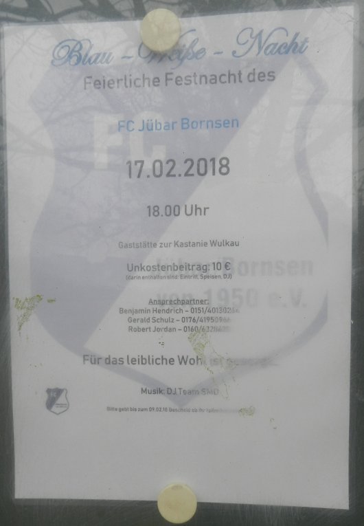 - Jübar/Bornsen - Einladung zur FCJB-Festnacht am 17.02.2018 in der Jübarer Gaststätte zur Kastanie-