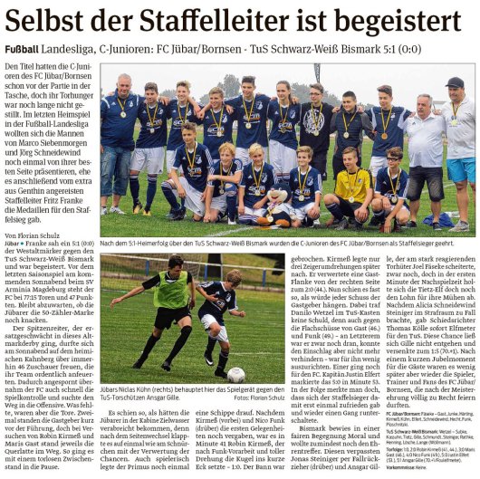 20180606 Volksstimme - Jübar - FC Jübar-Bornsen C-Jugend Landesliga (von Florian Schulz)