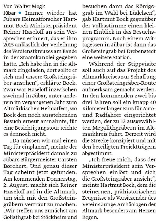 20180728 - Drebenstedt - Ministerpräsident am Großsteingrab - (Volksstimme von Walter Mogk)