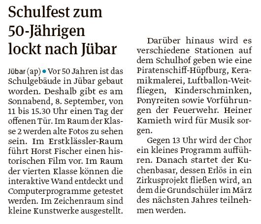 20180831 Volksstimme - Jübar - 50-jähriges Schulfest von Anke Pelczarski