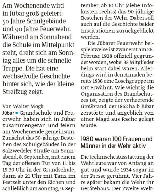 20180905 Volksstimme - Jübar - FFW 90 Jahre von Walter Mogk