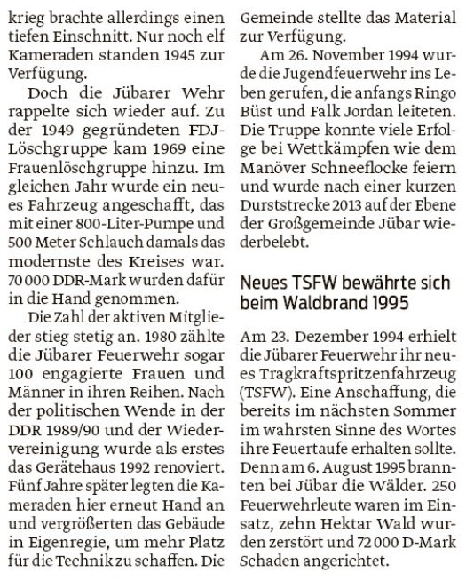 20180905 Volksstimme - Jübar - FFW 90 Jahre von Walter Mogk