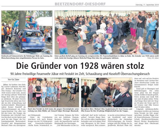 20180911 Altmark Zeitung - Jübar - FFW 90 Jahre (von Kai Zuber)