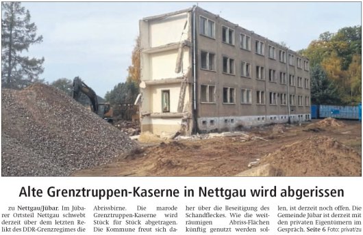 20181105 Altmark Zeitung - Kasernenabriss in Nettgau 1 - von Kai Zuber