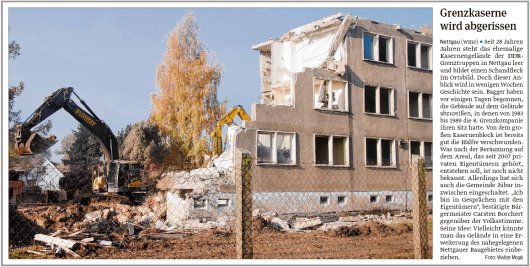 20181107 Volksstimme - Nettgau - Grenzkaserne (von Walter Mogh)