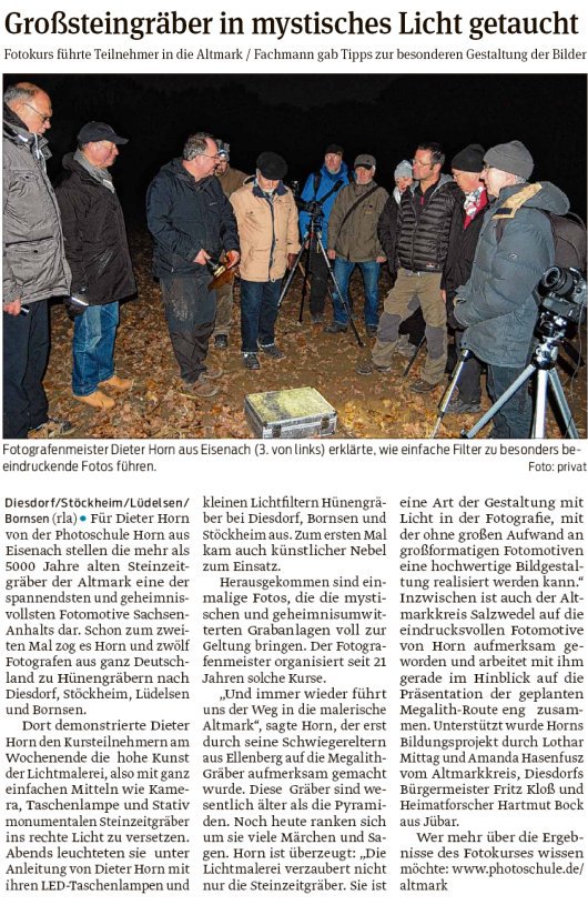 20181120 Volksstimme - Bornsen-Lüdelsen - Großsteingräber im Fotolicht (von rla)