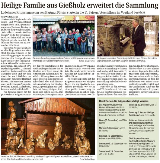 20181208 Volksstimme - Lüdelsen - Krippenmuseum, Heilige Familie aus Gießholz (von Walter Mogk)