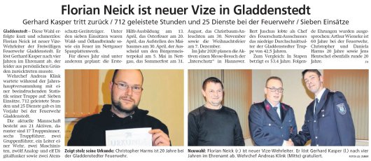 20190211 Altmark Zeitung - Gladdenstedt - Florian Neick ist neuer FFW-Vize (von Kai Zuber)