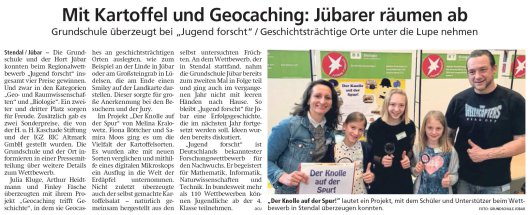 20190302 Altmark Zeitung - Jübar - Grundschule überzeugt bei 'Jugend forscht' (von acu)