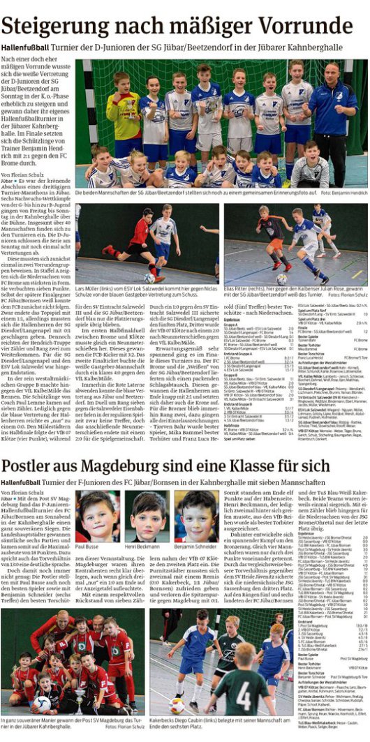 20190228 Volksstimme - Jübar - FCJB - Hallenfußball Turnier der D-Junioren der SG Jübar-Beetzendorf in derKahnberghalle (von Florian Schulz)