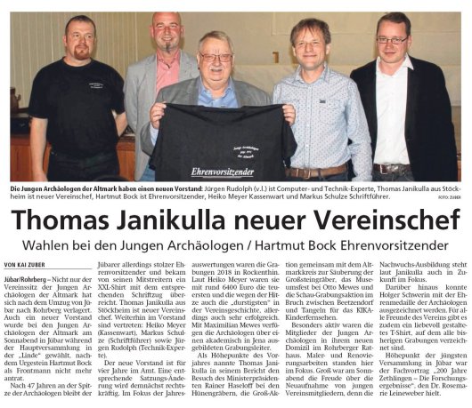 20190304 Altmark Zeitung - Jübar - Junge Archäologen - Thomas Janikulla neuer Vereinschef (von Kai Zuber)