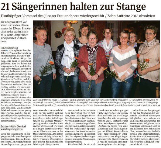 20190309 Volksstimme - Jübar - Vorstand des Jübarer Frauenchores wiedergewählt (von Walter Mogk)