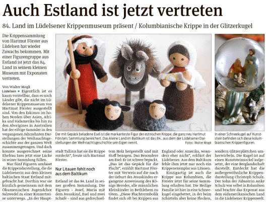 20190314 Volksstimme - Lüdelsen - Kolumbianische Krippe in der Glitzerkugel (von Walter Mogk)