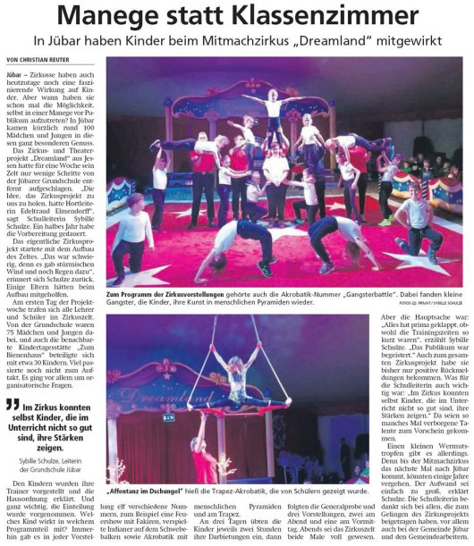 20190402 Altmark Zeitung - Jübar - Mitmachzirkus 'Dreamland' (von Christian Reuter)