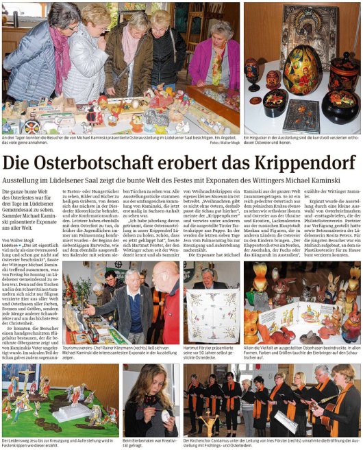 20190415 Volksstimme - Lüdelsen - Osterbotschaft erobert das Krippendorf (von Walter Mogk)
