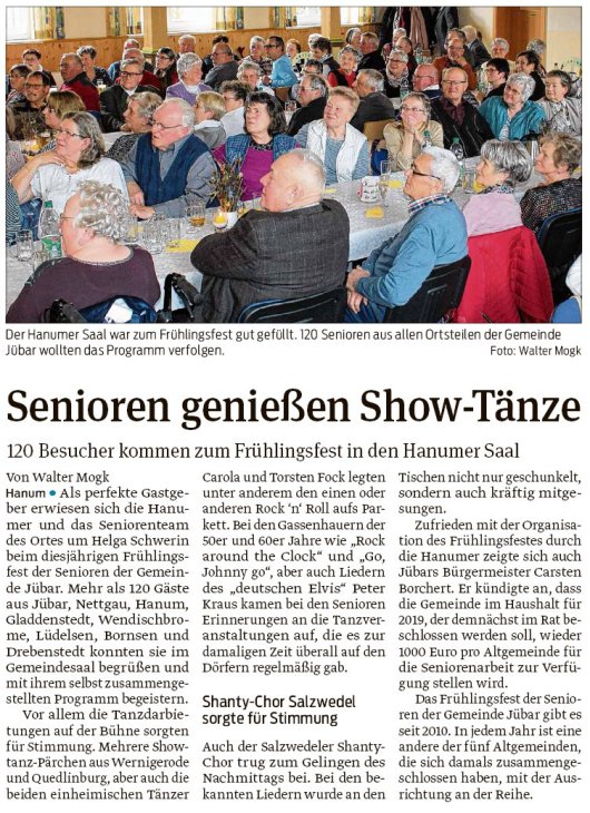 20190418 Volksstimme - Hanum - GemSeniori-Feier auf dem Hanumer Gemeindesaal (von Walter Mogk)
