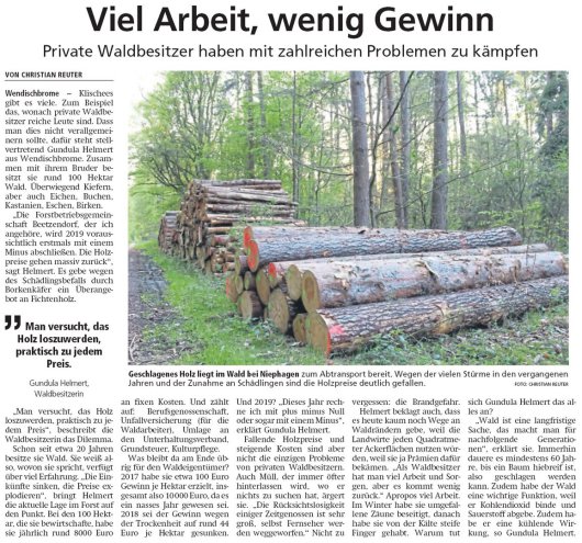 20190502 Altmark Zeitung - Wendischbrome - Waldbesitzerin Gundula Helmert (Christian Reuter)