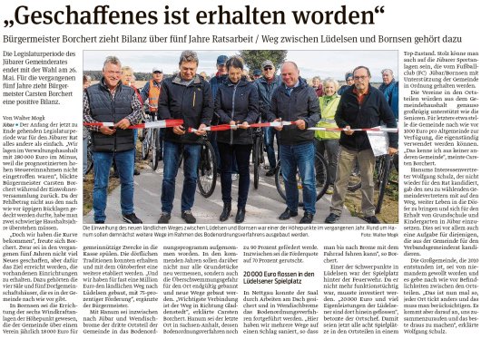 20190510 Volksstimme - Gemeinde Jübar -  Geschaffenes ist erhalten worden (Walter Mogk)