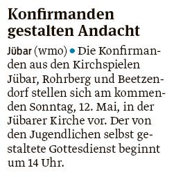 20190510 Volksstimme - Jübar - Konfirmanden aus den Kirchspielen (Walter Mogk)