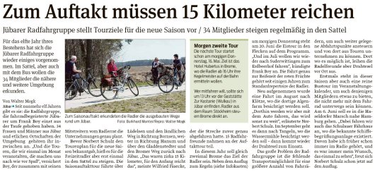 20190515 Volksstimme - Jübar - Jübarer Radfahrgruppe stellt Tourziele für die neue Saison vor (Walter Mogk)