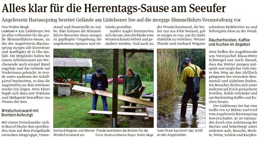 20190529 Volksstimme - Lüdelsen - Angelverein Hartauspring morgen am Lüdelsener See (Walter Mogk)