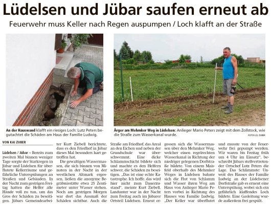 20190622 Altmark Zeitung - Jübar-Lüdelsen - Loch klafft an der Straße (Kai Zuber)