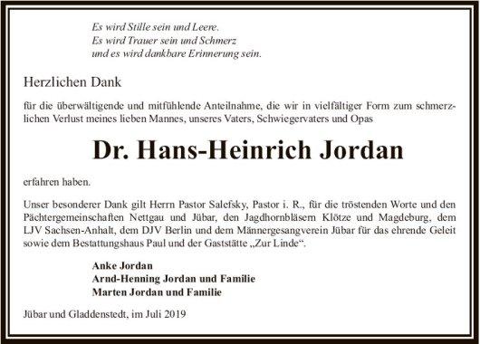 20190725 Volksstimme - Dr. Hans-Heinrich Jordan
