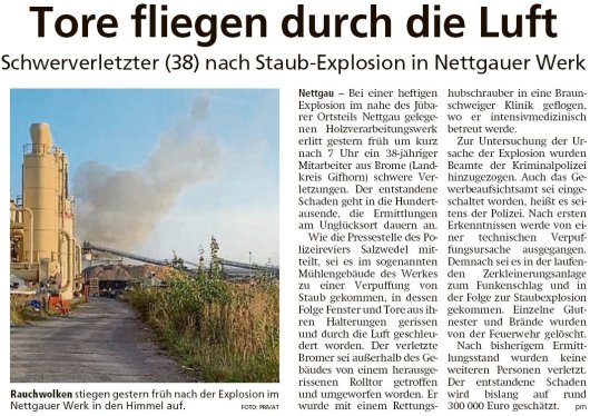 20190824 Altmark Zeitung - Nettgau - Explosion und Brand im Spanplattenwerk (pm)