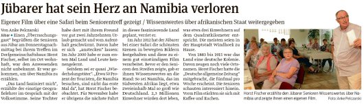 20190831 Volksstimme - Jübar - Seniorentreff mit Safarivortrag von Horst Fischer (Anke Pelczarski)