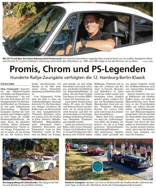 20190902 Altmark Zeitung - Drebenstedt - Auto-Ralley 'Hamburg-Berlin 2019' am Sonnabend (Kai Zuber)