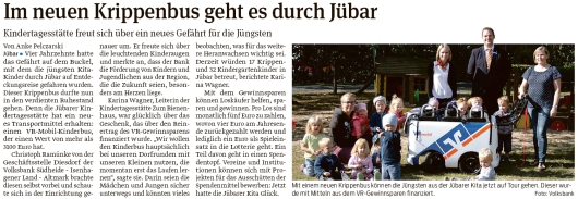 20190907 Volksstimme - Jübar - Kitabus fährt durchs Dorf (Volksbank)