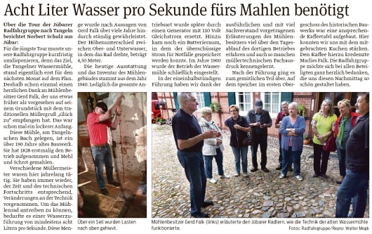 20190911 Volksstimme - Jübar - Jübarer Radfahrgruppe an Tangelnscher Wassermühle (Walter Mogk)