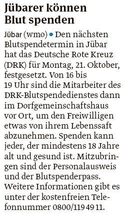 20190911 Volksstimme - Jübar - Blutspende (Walter Mogk)