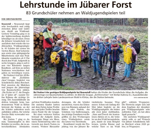 20191018 Altmark Zeitung - Neuenstall - Waldjugendspiele der Grundschule Jübar (Christian Reuter)