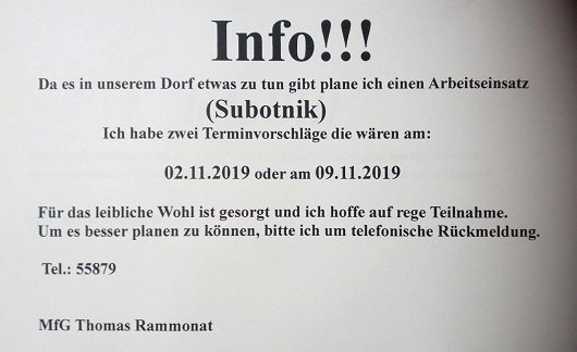 Bornsen - Planung des Subotnik für November