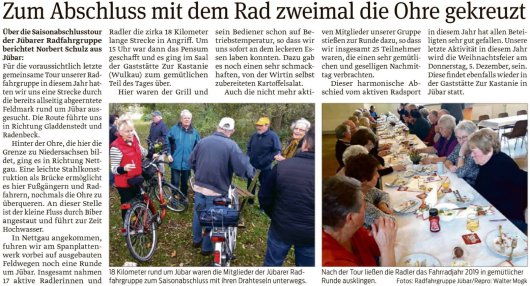 20191111 Volksstimme - Jübar - Jübarer Radfahrgruppe auf Jahresabschlusstour (Walter Mogk)