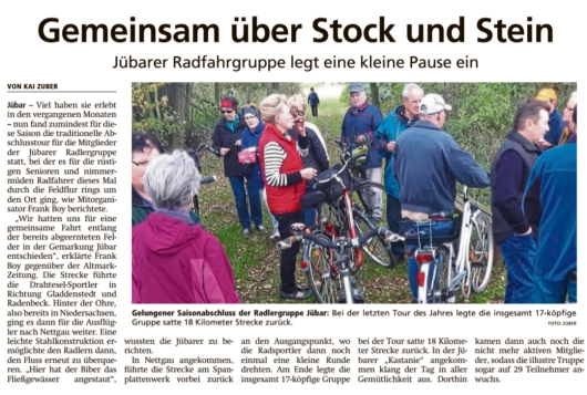 20191111 Altmark Zeitung - Jübar - Jübarer Radfahrgruppe auf Jahresabschlusstour (Kai Zuber)
