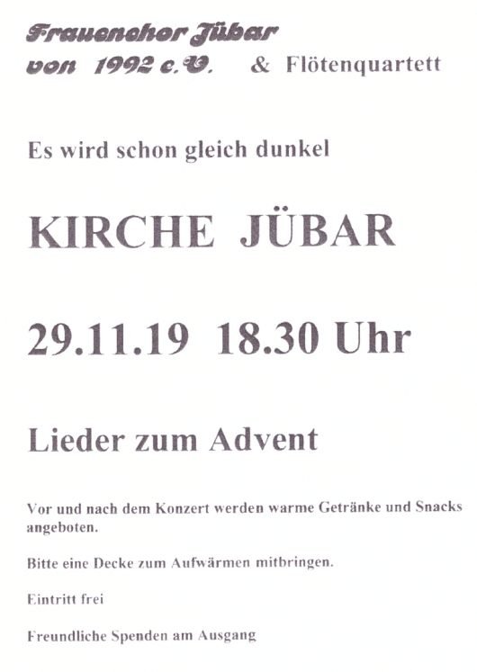 20191112 Jübar - Frauenchor lädt zum Flötenquartett