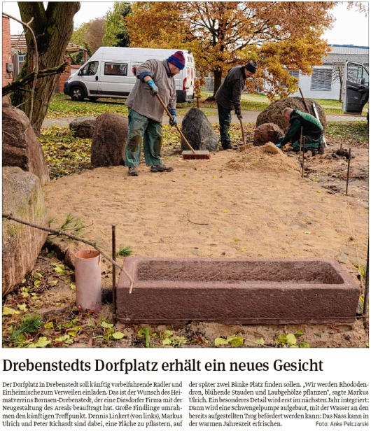 20191120 Volksstimme - Drebenstedt - Heimatverein gibt dem Dorfplatz neues Gesicht (Anke Pelczarski)