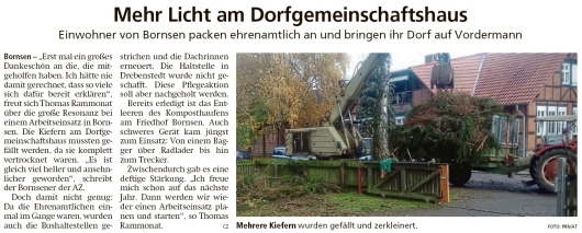 20191120 Altmark Zeitung - Bornsen - Einwohner bringen Dorf auf Vordermann (cz)