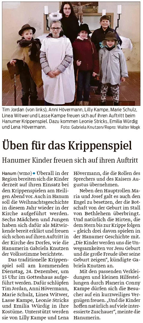 20191218 Volksstimme - Hanum - Krippenspiel am Heiligen Abend (Walter Mogk)